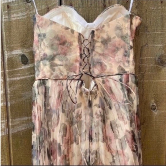 Ivory Floral Bustier Corset Organza Lace-Up Maxi Dress 🌿 - Picture 8 of 13